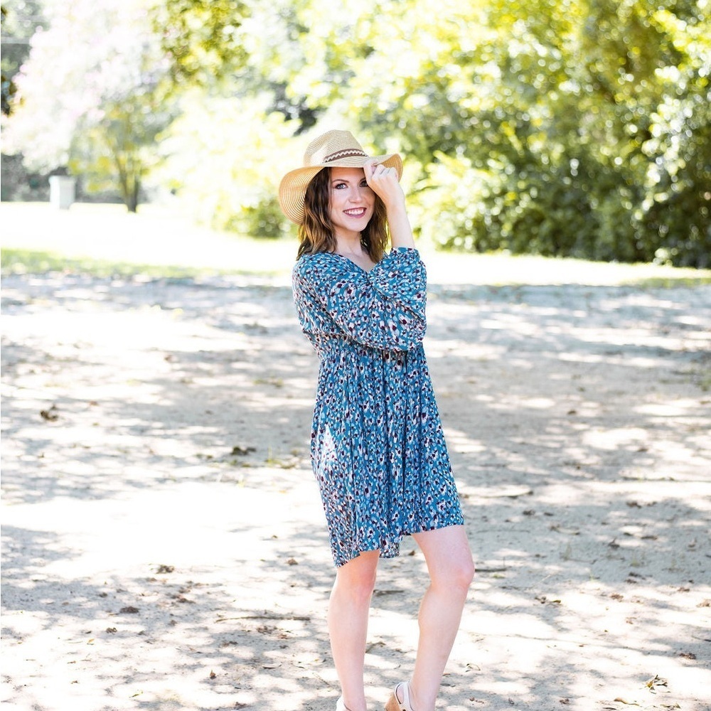 Umgee Animal print babydoll dress color teal